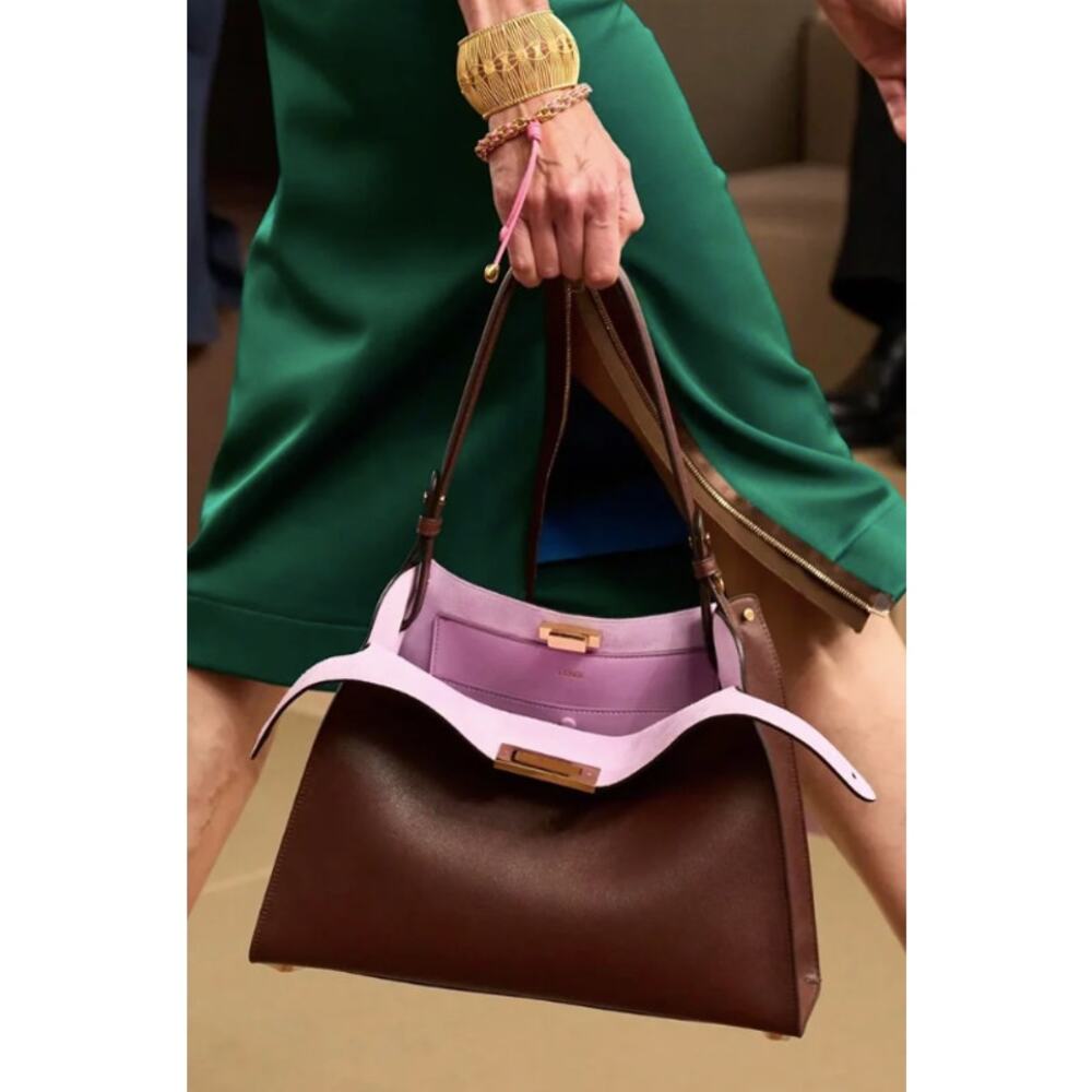 NEW FENDI $3900 WAY MEDIUM BROWN LEATHER SHOULDER BAG PURSE AUTHENTIC!